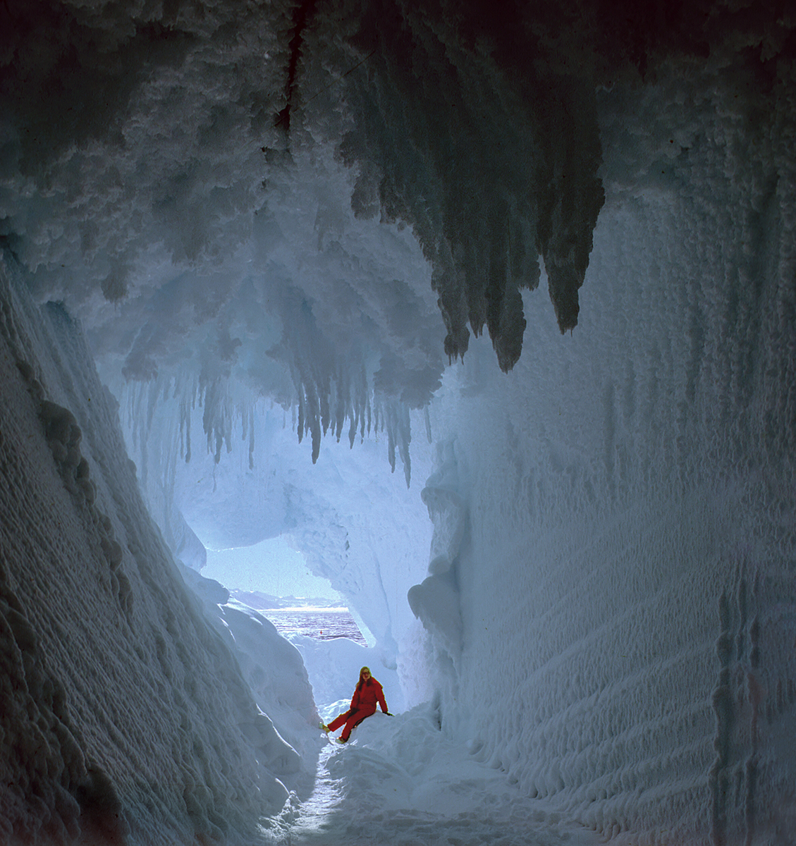 Donna in an ice cave